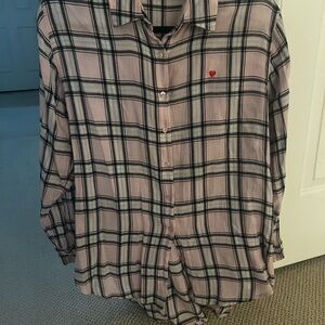 Sundry Pink and Black Plaid Button Down Shirt